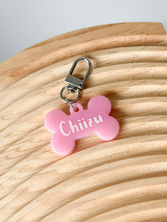 Pink Sugar Bone Custom Resin Pet Tag