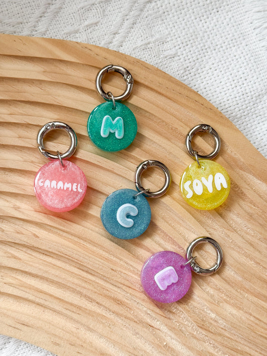 Candy Pop Initial Custom Resin Pet Tag