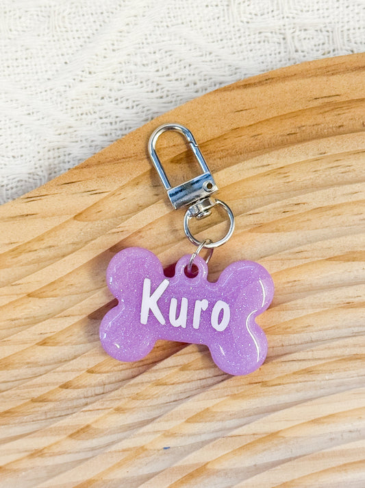Purple Sugar Bone Custom Resin Pet Tag