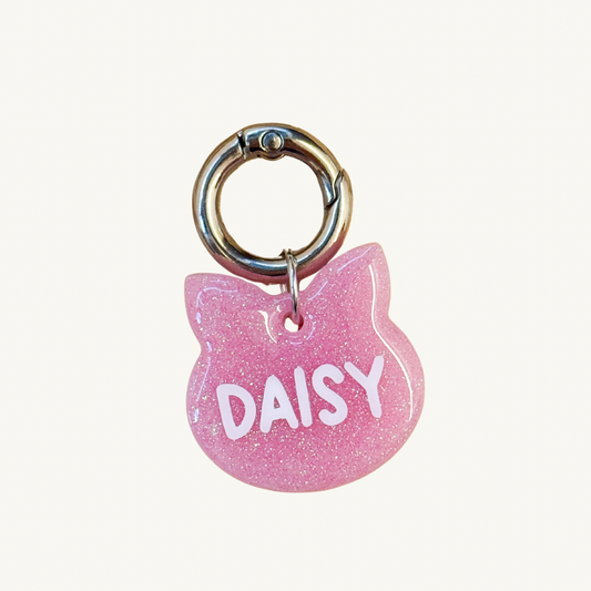Pink Glitter Custom Pet Tag suitable for dogs and cats